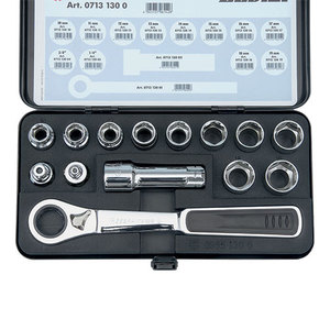 ZEBRA Pass-Through Reversible Ratchet Assortment (14 Pieces - 10 to 19mm Sockets, 1/4 and 3/8 Inch Adapters)