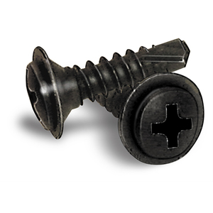 Phillips Oval Head SEMS Self-Drilling Screws with Washer Black 8X5/8