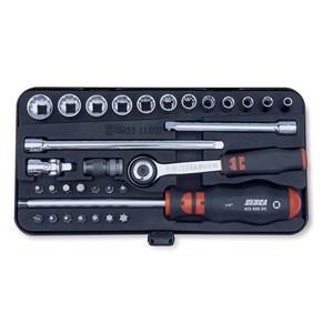 ZEBRA 1/4 Inch Multi-Socket and Bit Assortment (32 Pieces - Ratchet, Sockets, and Torx, Philips and