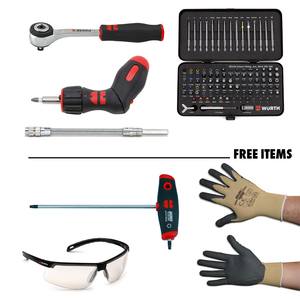 ZEBRA RATCHET, PISTOLGRIP SCREWDRIVER AND BIT ASSORTMENT BUNDLE & FREEGIFT (GLOVE SIZE XL) [ONLINE EXCLUSIVE]