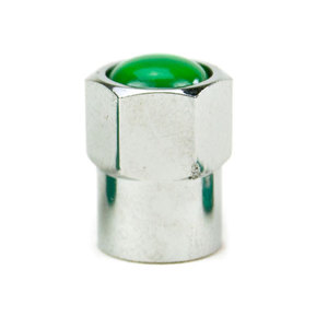 Chromed Plastic Valve Cap With Green Nitrogen Top