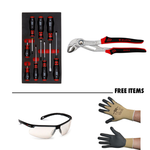 ZEBRA MULTI SCREWDRIVER ASSORTMENT & WATER PUMP PLIERS BUNDLE & FREEGIFT (GLOVE SIZE L) [ONLINE EXCLUSIVE]