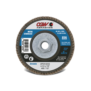 Z3®Zirconia Flap Disc- Type T27 - 4-1/2  x 5/8-11 - 120 Grit
