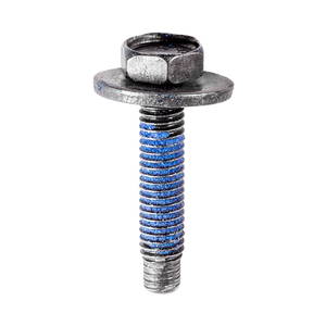 Black Zinc M6-1.0 x 30mm Hex Head Sems Body Bolt withDog Point Thread Locking Patch